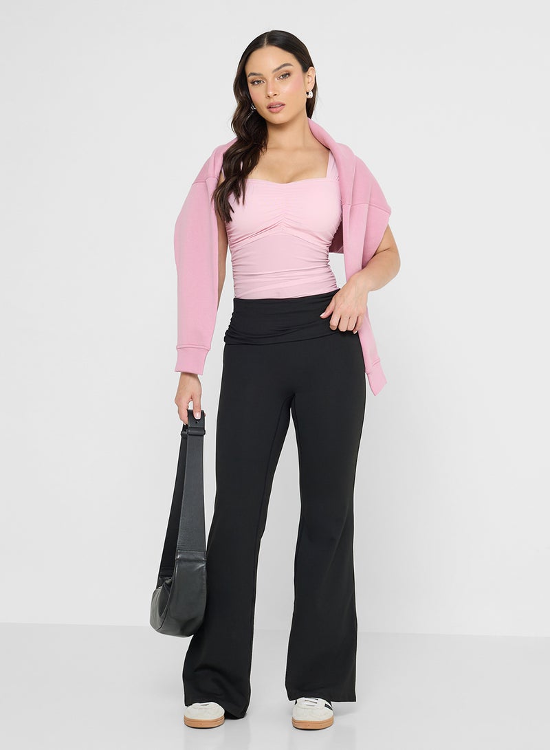 جينجر بلوزة شبكية مكشكشة ضيقة - Image 4