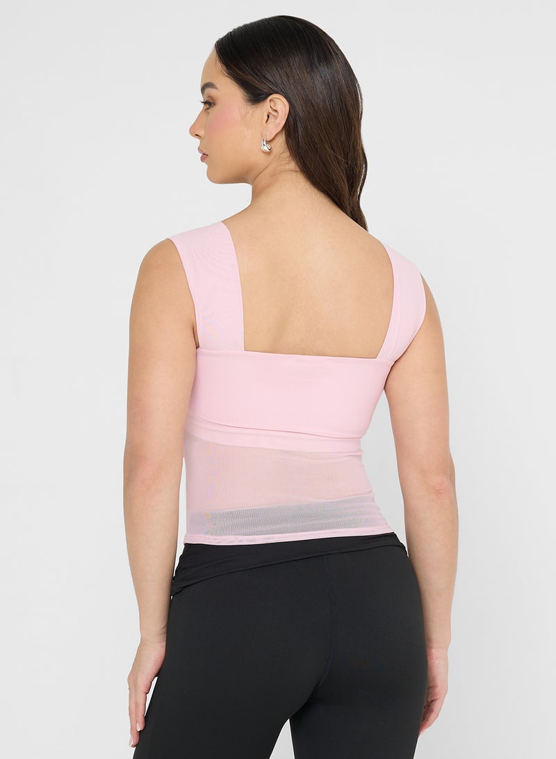 جينجر بلوزة شبكية مكشكشة ضيقة - Image 2