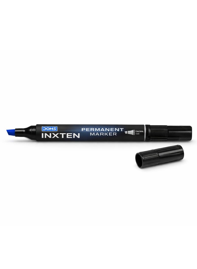 DOMS INXTEN Permanent Marker Pen – Chisel Tip, Black Ink, Pack of 12 - Image 2