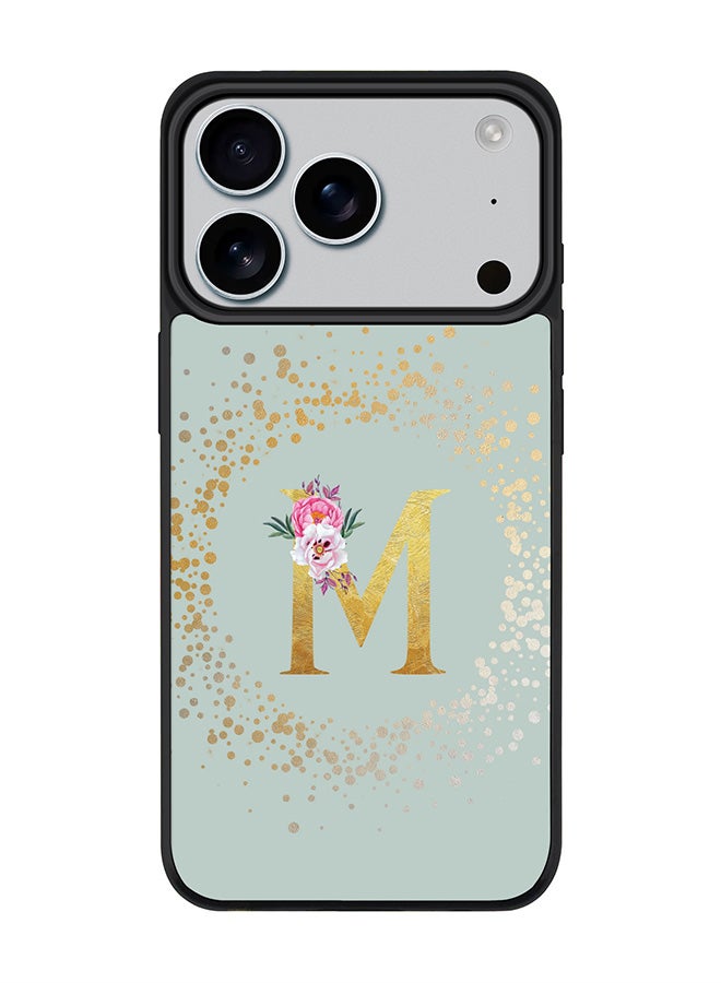 Stylizedd iPhone 17 Pro Case, [Compatible with MagSafe] Slim Magnetic cover Phone Case iPhone 17 Pro -Custom Monogram Floral - M  (Light Grey ) - Image 1