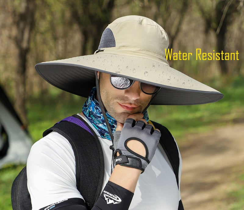 Leotruny Men Wide Brim Sun Hats UPF50+ Waterproof Breathable Bonnie Hat for Fishing, Hiking, Camping (C08-dark Gray camo) - Image 5