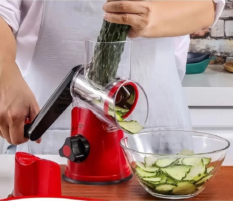 بايسا Chopper Rotary Mill Roller Arm Manual Vegetable Grater with Suction Cup