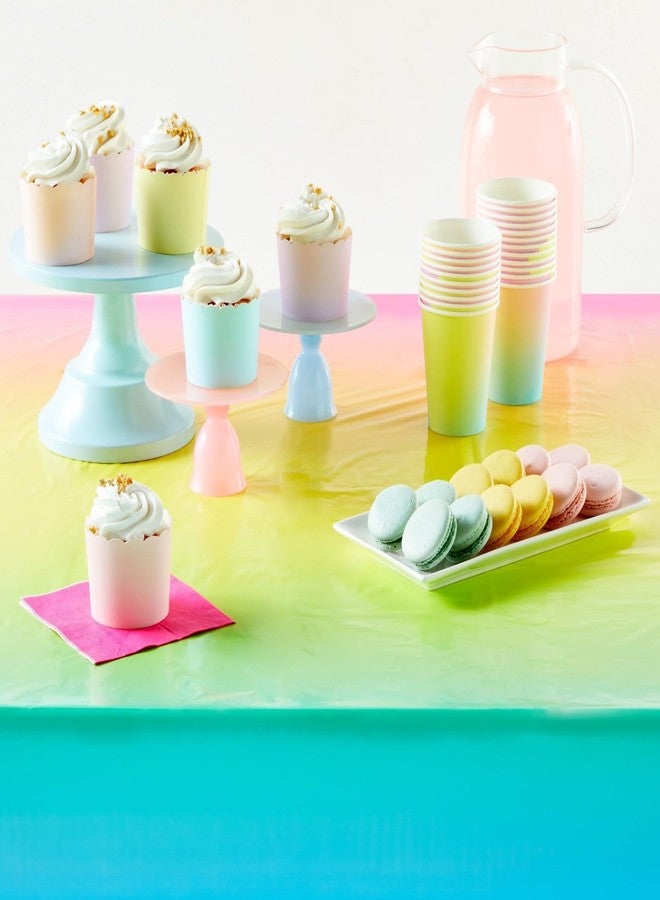 Sparkle and Bash Colorful Tablecloth - 54 x 108 in, Pastel Ombre Plastic, Pack of 3 - Rainbow Plastic Tablecloth for Kids' Party Balloons & Birthday Table Decorations - Image 3