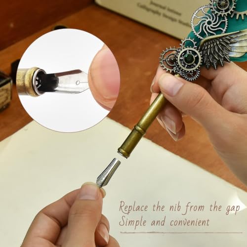 TAZLYN pen fountain pen Black Feather Ink Pen Set Elegant Writing Luxury Fountain Calligraphy Ink Pen Set Retro Decor Dip parker pen gift Fountain Feather pen return gift (PACK OF 1) - Image 4