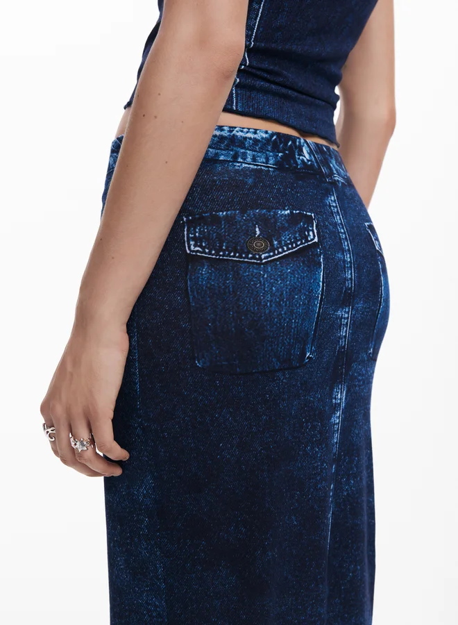 DESIGUAL Denim-Effect Skirt