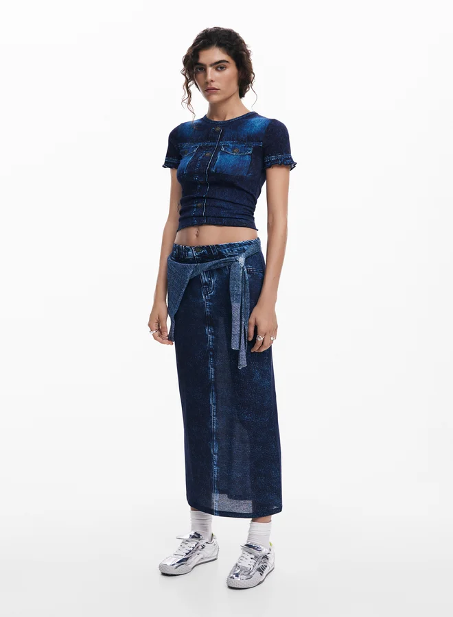 DESIGUAL Denim-Effect Skirt