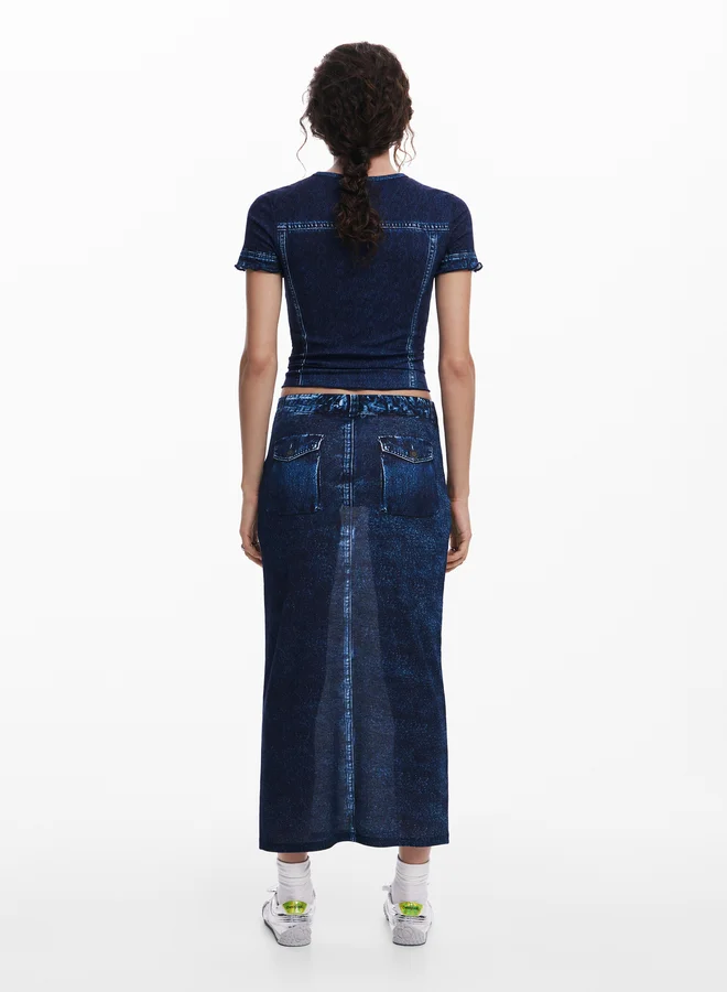 DESIGUAL Denim-Effect Skirt