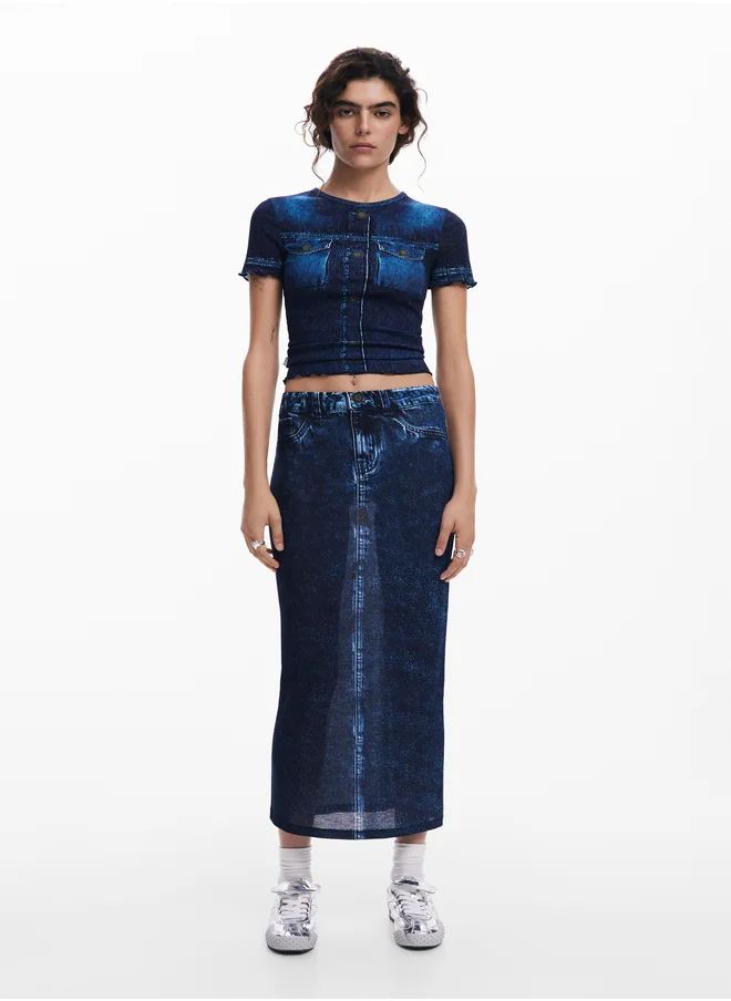 DESIGUAL Denim-Effect Skirt