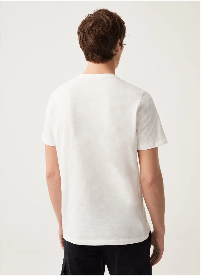 Ovs Ovs Round-Neck T-Shirt In Jersey Slub
