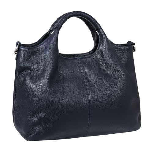 Iswee Satchel Bags for Women Hand Bag Shoulder Bag Leather Tote Bag Top Handle Purses and Handbags Work Bag Ladies (Navy Blue) - Image 1