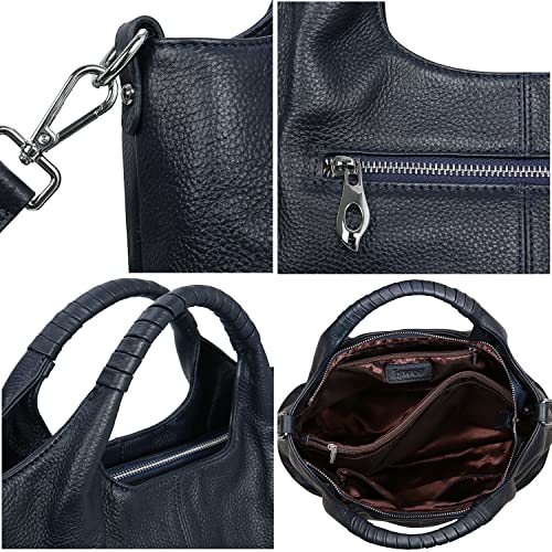 Iswee Satchel Bags for Women Hand Bag Shoulder Bag Leather Tote Bag Top Handle Purses and Handbags Work Bag Ladies (Navy Blue) - Image 4