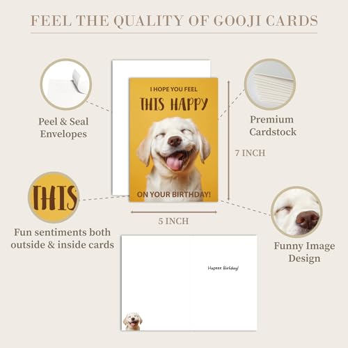 Gooji 5x7 Funny Happy Dog Birthday Card – Cute Puppy Design, Hilarious Greeting, Perfect for Dog Lovers, Men, Women, Husband, Wife - Image 3