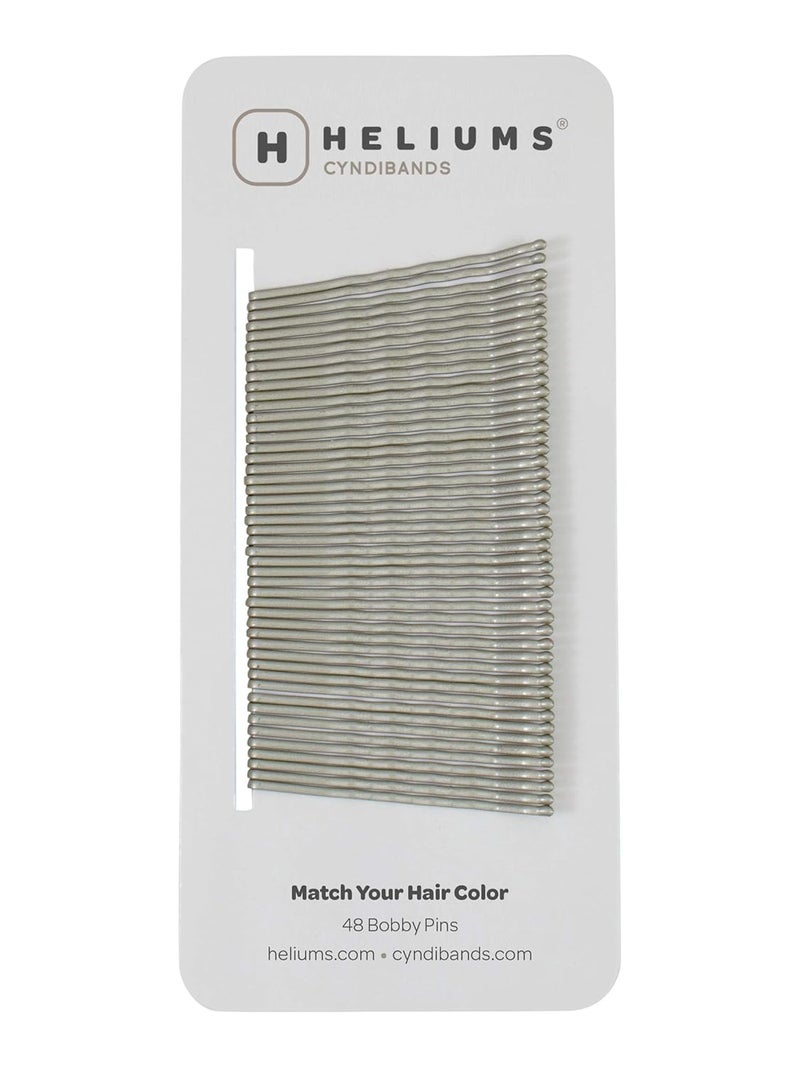 Heliums Bobby Pins  Metallic Matte Gray  2 Inch Wavy Hair Pins Color Matched for Grey and Silver Hair 48 Count