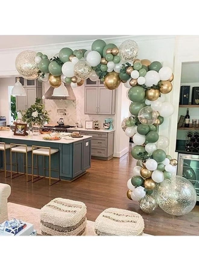 زيمي مجموعة 119 قطعة من بالونات اللاتكس المزخرفة باللون الأخضر الزيتوني - مثالية للتخرج وحفلات استقبال المولود الجديد وحفلات الزفاف وأعياد الميلاد وحفلات العزوبية - مناسبة للداخلية والخارجية - Image 1