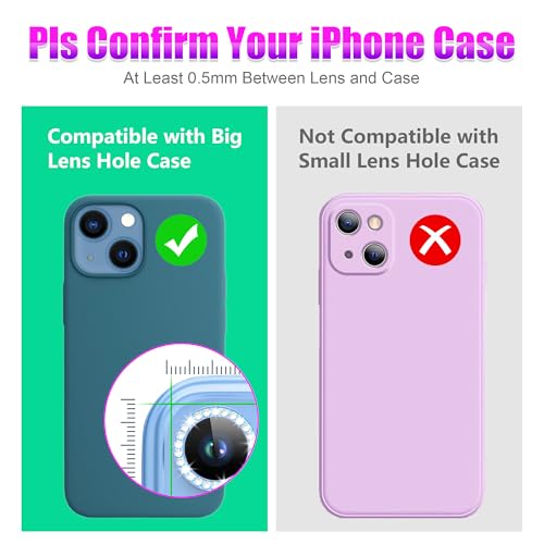 AGVEE 3+3 6 Pack for iPhone 13 6.1" / 13 Mini 5.4" Camera Lens Protector, Bling Diamond & Bling Glitter Metal Ring 9H Tempered HD Glass Camera Cover Film, Bling-Pink - Image 3