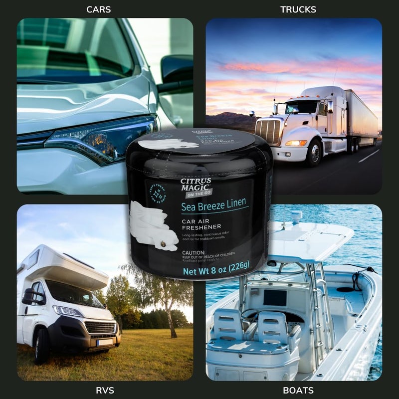 Citrus Magic On The Go Odor Absorbing Solid Air Freshener, Sea Breeze Linen, 8-Ounce, Pack of 1 - Image 5