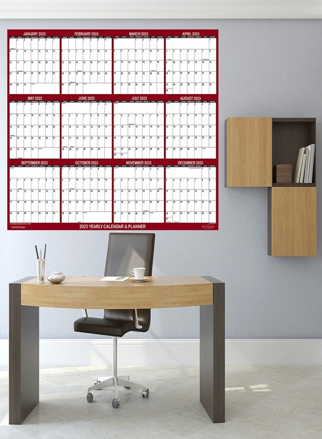 Swiftmaps 36" x 54" SwiftGlimpse 2026 Wall Calendar Erasable Large Wet & Dry Erase Laminated 12 Month Annual Yearly Wall Planner, Horizontal, Maroon - Image 3