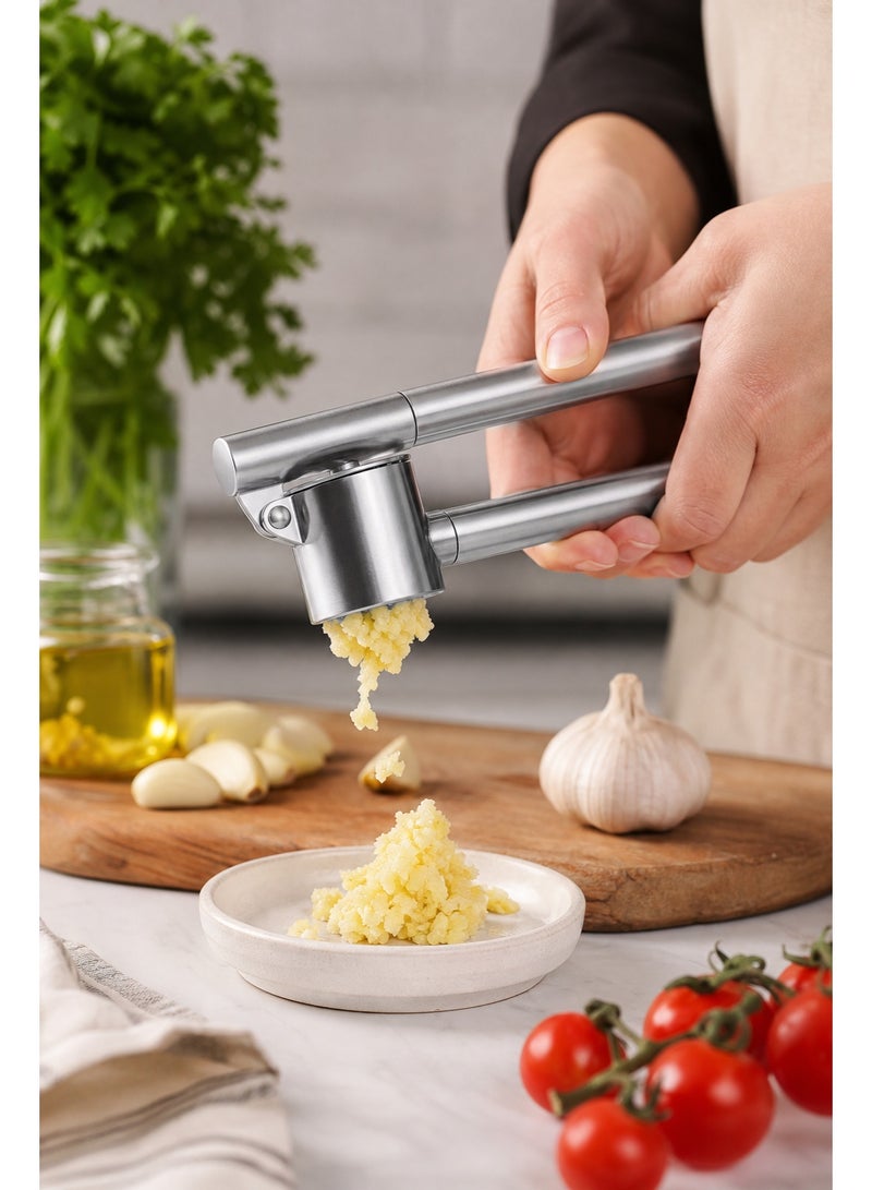 Stainless Steel Garlic Press Heavy Duty – 304 Food Grade Halal Safe Garlic Crusher with Extended Lever Handle, Easy Squeeze Mincer for Arabic Kitchen, Restaurant & Large Family, No Peeling Needed, Easy Clean - Image 3
