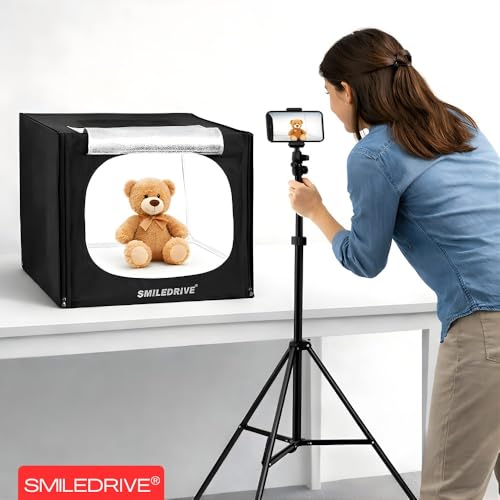 SMILEDRIVE® Photo Studio Light Box Product Photography 43 sq cm Lighting Tent with 2 LED-Made in India Photo Booth with a Professional Tripod - Image 2