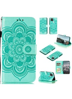HuHa Case Cover For For Google Pixel 5 XL / Pixel 4a 5G Mandala Embossed Leather Phone Case (Green) 