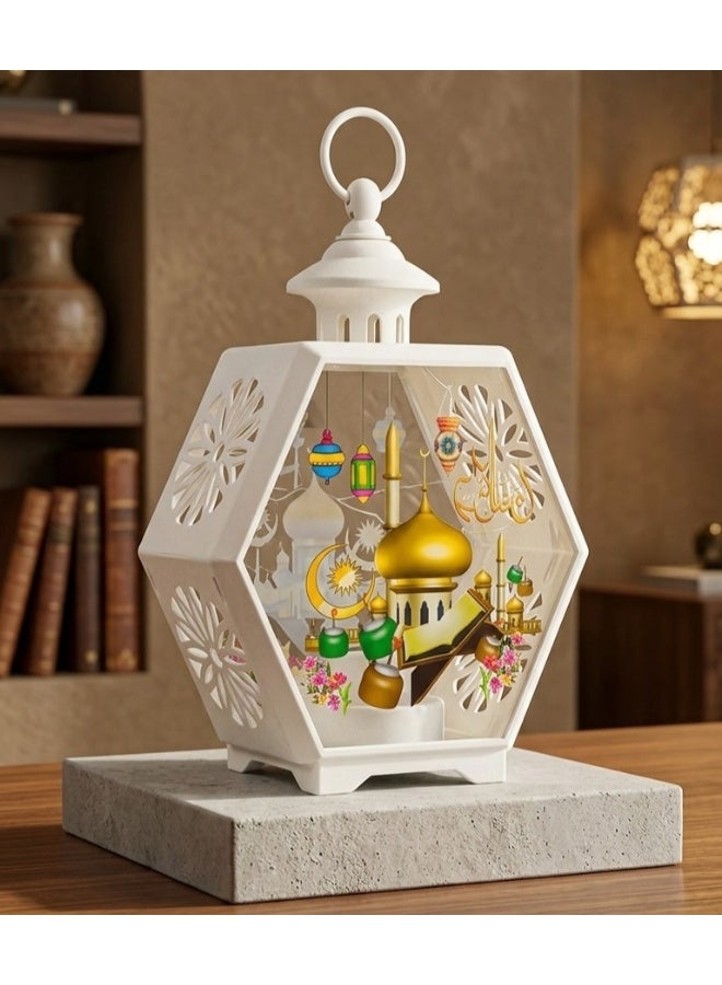 Hedge Ramadan LED Lantern Decoration Lights Islamic Eid Mubarak Hexagon Hanging Lantern String Lights with Mosque Design Warm Light Ramadan Kareem Decorations for Home Garden and Festive Decor - Image 1