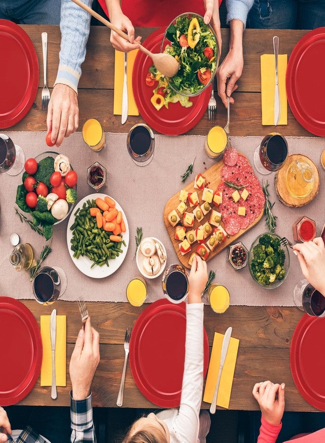 QZYL 50 PCS Paper Plates, Red Heavy Duty Party Plates, Round 9 Inches Disposable Paper Dinner Plates, Everyday Use Paper Plates Set for Daily Meals Wedding Christmas Picnic Supplies - Image 5