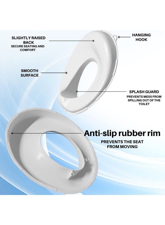 Techhark Baby Potty Training Toilet Seat For Boys And Girls Kids Non Slip With Splash Guard Fits Round & Oval Toilets Free Includes Storage Hook (White) - Image 3