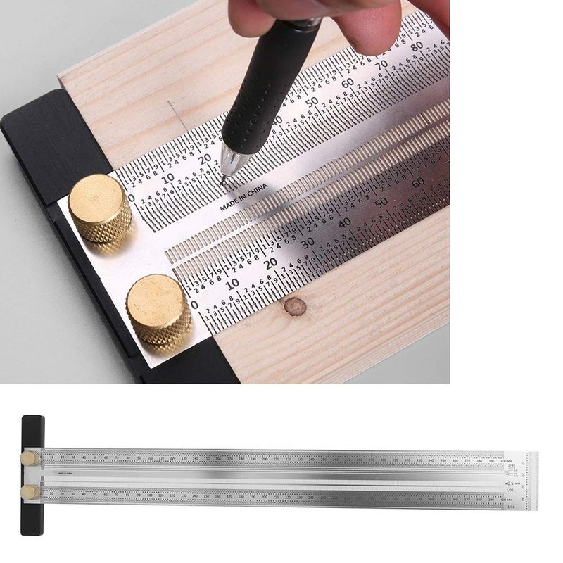 400mm Marking Ruler Type B Stainless Steel T Hole Scribing Tool for Woodworking - Image 5