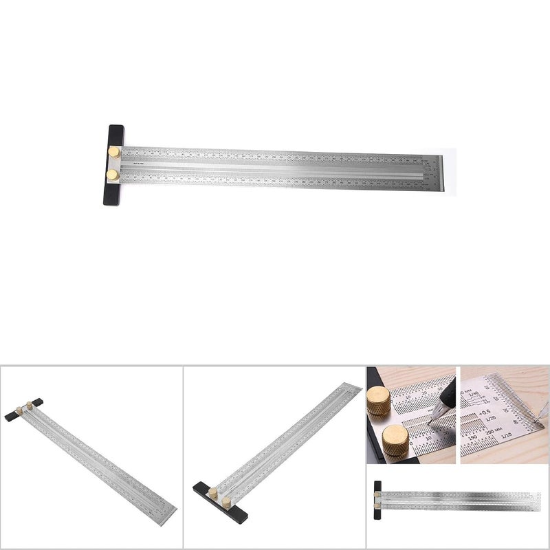 400mm Marking Ruler Type B Stainless Steel T Hole Scribing Tool for Woodworking - Image 3