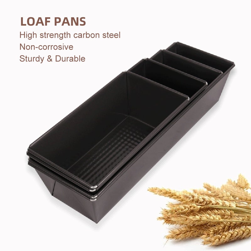 Loaf Pan Set 4 PCs Rectangular Non-Stick Cake Pan Baking Bread Pan Toast Pan Bakeware Set Carbon Steel Bread Toast DIY for Baker and Baking Enthusiast - Image 3