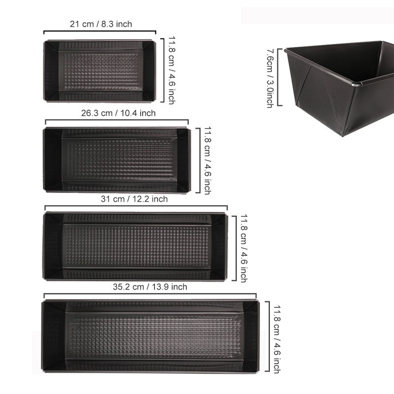 Loaf Pan Set 4 PCs Rectangular Non-Stick Cake Pan Baking Bread Pan Toast Pan Bakeware Set Carbon Steel Bread Toast DIY for Baker and Baking Enthusiast - Image 2
