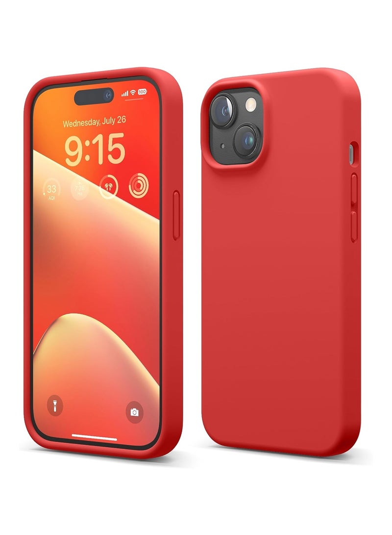 أكاليكس جراب سيليكون متوافق مع iPhone 15، جراب هاتف سيليكون سائل رفيع مع طبقات من المطاط الناعم، ممتص صدمات مقاوم للصدمات مع بطانة من مادة TPU (أحمر) - Image 1