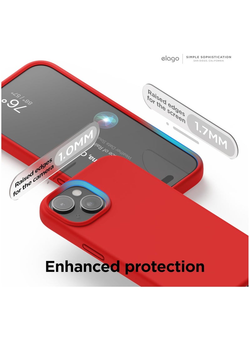 أكاليكس جراب سيليكون متوافق مع iPhone 15، جراب هاتف سيليكون سائل رفيع مع طبقات من المطاط الناعم، ممتص صدمات مقاوم للصدمات مع بطانة من مادة TPU (أحمر) - Image 3