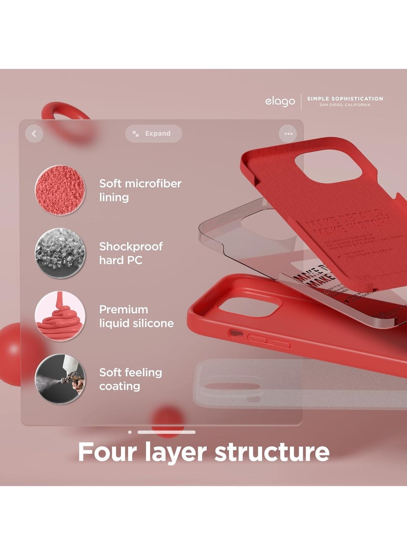 أكاليكس جراب سيليكون متوافق مع iPhone 15، جراب هاتف سيليكون سائل رفيع مع طبقات من المطاط الناعم، ممتص صدمات مقاوم للصدمات مع بطانة من مادة TPU (أحمر) - Image 5