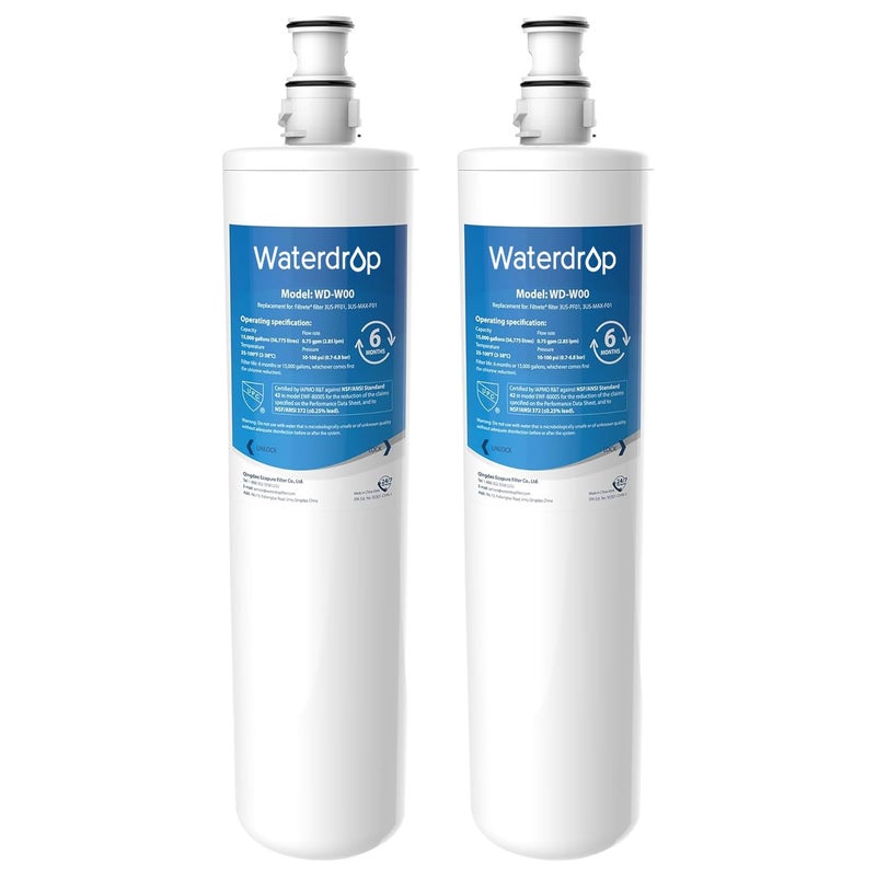 Waterdrop 3US-MAX-F01 Replacement Filter, Replacement for FiltreteÂ® 3US-PF01, 3US-PS01, Maximum 3US-MAX-S01, Aqua-Pure C-Cyst-FF, Manitowoc K-00337, K-00338, NSF/ANSI 42 Certified, Pack of 2 - Image 1