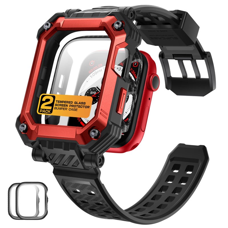 SUPCASE for Apple Watch 9 45mm Band with Case Unicorn Beetle Pro Builtin Tempered Glass Screen Protector Rugged Protective Men Cover with Adjustable Strap Band for iWatch 987 45mm Ruddy - Image 2