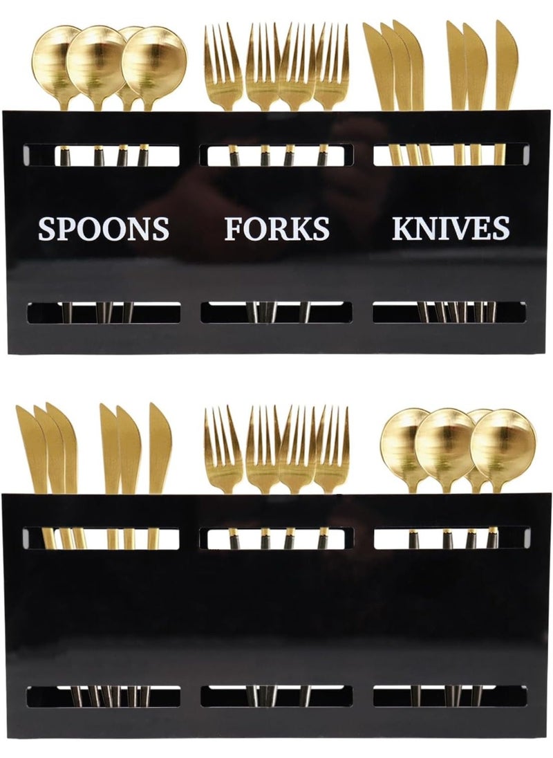 YelaJoy Kitchen Utensil Holder, Black Acrylic Organizer for Spoons Forks and Knives, Utensil Caddy for Parties, Silverware Organizer, Cabinet Caddy, Silverware Holder  - Image 4