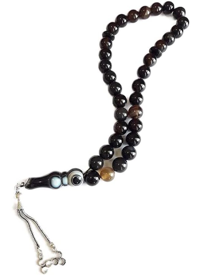 Top quality Black agate 33 beads Rosary , handmade unisex best gift - Image 2