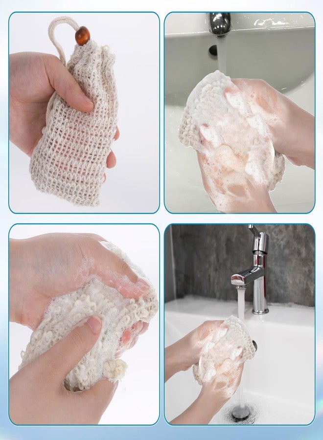Larrel 2PCS Soap Saver Bag, Sisal Exfoliating Soap Pouch, Natural Cotton-Linen Exfoliating Net Pouch with Drawstring, Foaming and Drying Exfoliating-Mesh Pouches for Bath and Shower (13x8.5cm, Beige) - Image 4