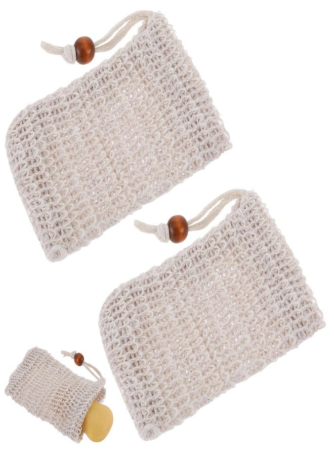 Larrel 2PCS Soap Saver Bag, Sisal Exfoliating Soap Pouch, Natural Cotton-Linen Exfoliating Net Pouch with Drawstring, Foaming and Drying Exfoliating-Mesh Pouches for Bath and Shower (13x8.5cm, Beige) - Image 1