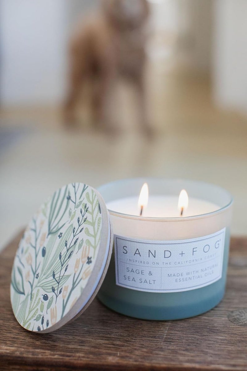 Sand + Fog Scented Candle - Sage & Sea Salt – Additional Scents and Sizes – 100% Cotton Lead-Free Wick - Luxury Air Freshening Jar Candles - Perfect Home Decor – 12oz, Sage Green - Image 4