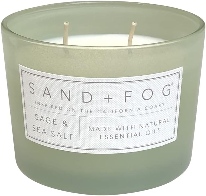 Sand + Fog Scented Candle - Sage & Sea Salt – Additional Scents and Sizes – 100% Cotton Lead-Free Wick - Luxury Air Freshening Jar Candles - Perfect Home Decor – 12oz, Sage Green - Image 2