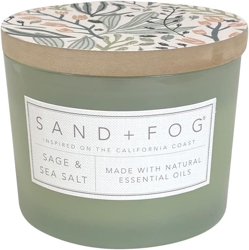 Sand + Fog Scented Candle - Sage & Sea Salt – Additional Scents and Sizes – 100% Cotton Lead-Free Wick - Luxury Air Freshening Jar Candles - Perfect Home Decor – 12oz, Sage Green - Image 1