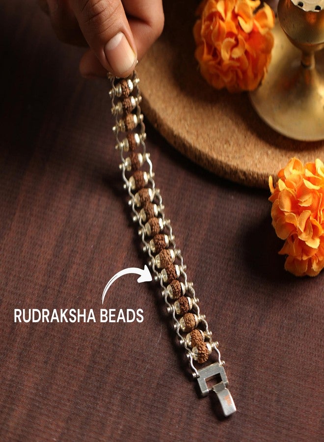 Japam Silver Modern Rudraksha Bracelet | Authenticity Certificate | Bracelet for Medidation and Prayers | Unisex Design for Men and Women - Image 2