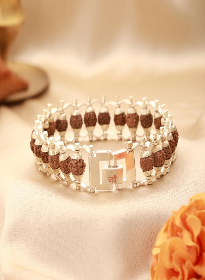 Japam Silver Modern Rudraksha Bracelet | Authenticity Certificate | Bracelet for Medidation and Prayers | Unisex Design for Men and Women - Image 5