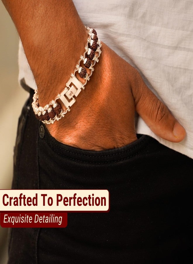 Japam Silver Modern Rudraksha Bracelet | Authenticity Certificate | Bracelet for Medidation and Prayers | Unisex Design for Men and Women - Image 4