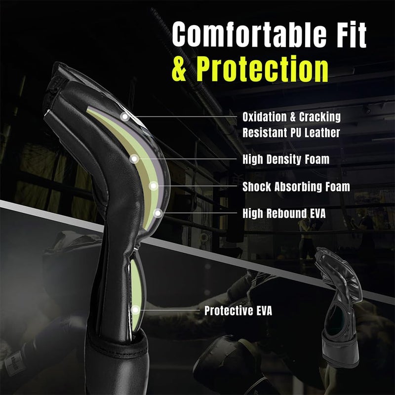 Optifit قفازات ملاكمة للبالغين PU قفازات MMA مع لف المعصم قفازات ملاكمة بدون أصابع إدراج رغوة EVA قفازات رياضية للملاكمة، موياي تاي وجلسات التدريب - Image 5