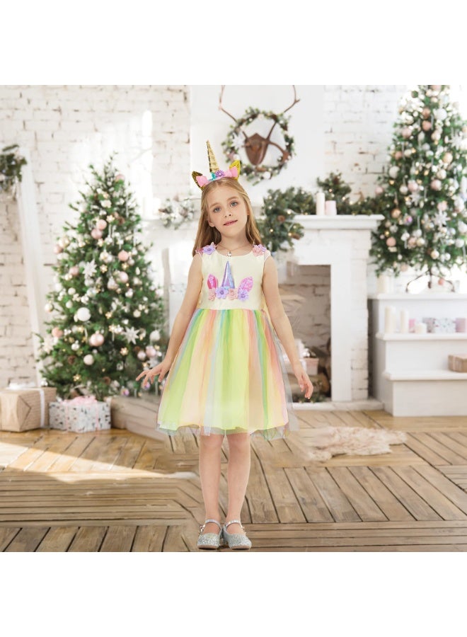 Unicorn Princess Costume Birthday Pageant Party Dance Performance Fancy Dress Up Outfit 4 - 7 Years - Image 2