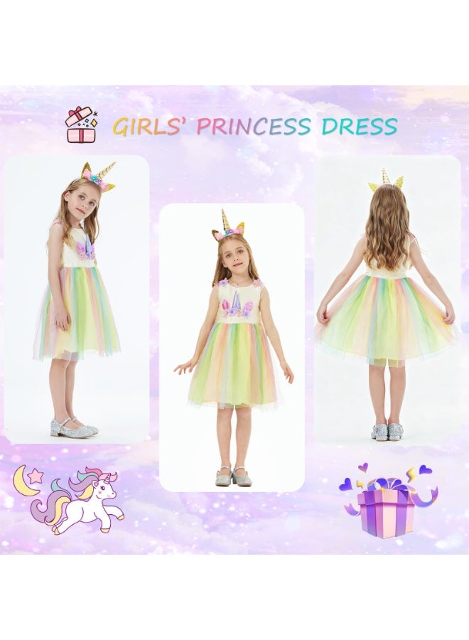 Unicorn Princess Costume Birthday Pageant Party Dance Performance Fancy Dress Up Outfit 4 - 7 Years - Image 3