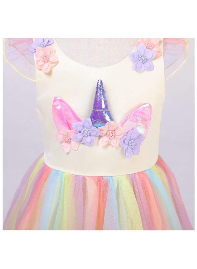 Unicorn Princess Costume Birthday Pageant Party Dance Performance Fancy Dress Up Outfit 4 - 7 Years - Image 5